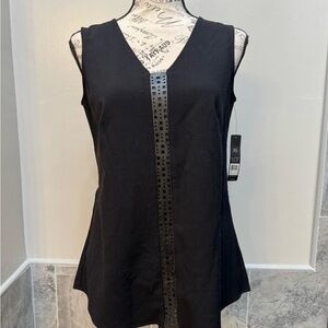 NWT Nic and Zoe Black Sleeveless Top with Embellished Detail Size XS